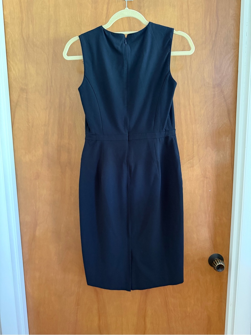Navy 00 Ann Taylor Black Sleeveless Midi Sheath Dress - Picture 2 of 12